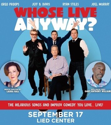 a promotional flyer for Whose Live Anyway? live show