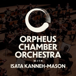 a faint photo or an orchestra with the Orpheus logo and text over the top in white