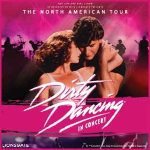Man and woman in a romantic dance pose in front of a pink background.
