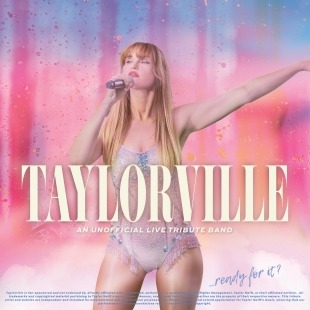 blonde girl singing into a microphone in front of pink, blue and purple background