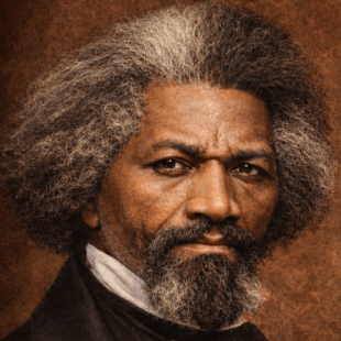 an artistic rendering of historical figure Frederick Douglass