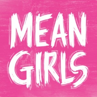 Text reads "Mean Girls" in white against a pink background.