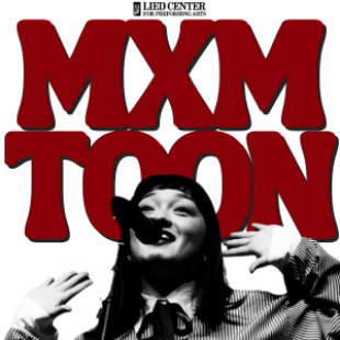 mxmtoon singing in front of her name in big red lettering