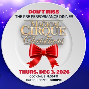 a dinner plate graphic with text about a dinner event on it