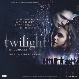 twilight the movie artwork mixed with a rendering of a band on stage
