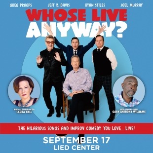 a promotional flyer for Whose Live Anyway? live show