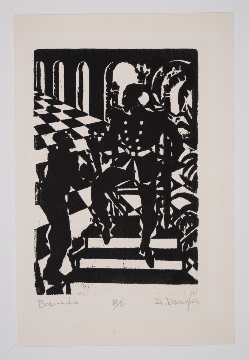 Bravado, 1926 Woodcut, Image 8 H x 5 3/8 W in