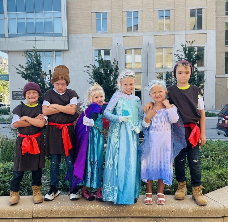 The children from Sandra Parks' family group to Frozen