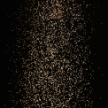 Woman in a yellow outfit and man in a red outfit with yellow confetti falling from the ceiling in front of a black background.