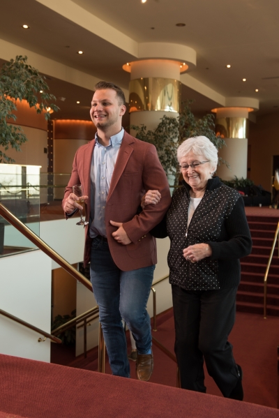 Image of a couple climbing stairs