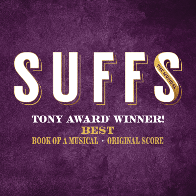 white and gold words on a mauve background