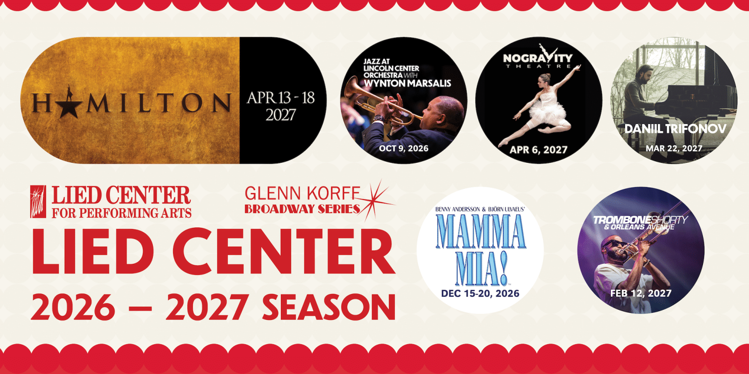 lied center 26-27 season graphic with featured shows