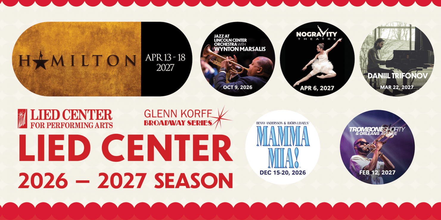 lied center 26-27 season graphic with featured shows