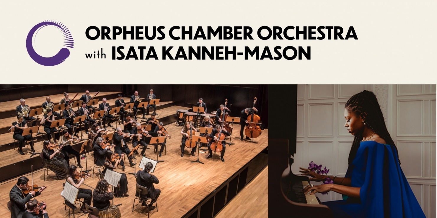 an orchestra photo and a solo woman pianist photo side-by-side