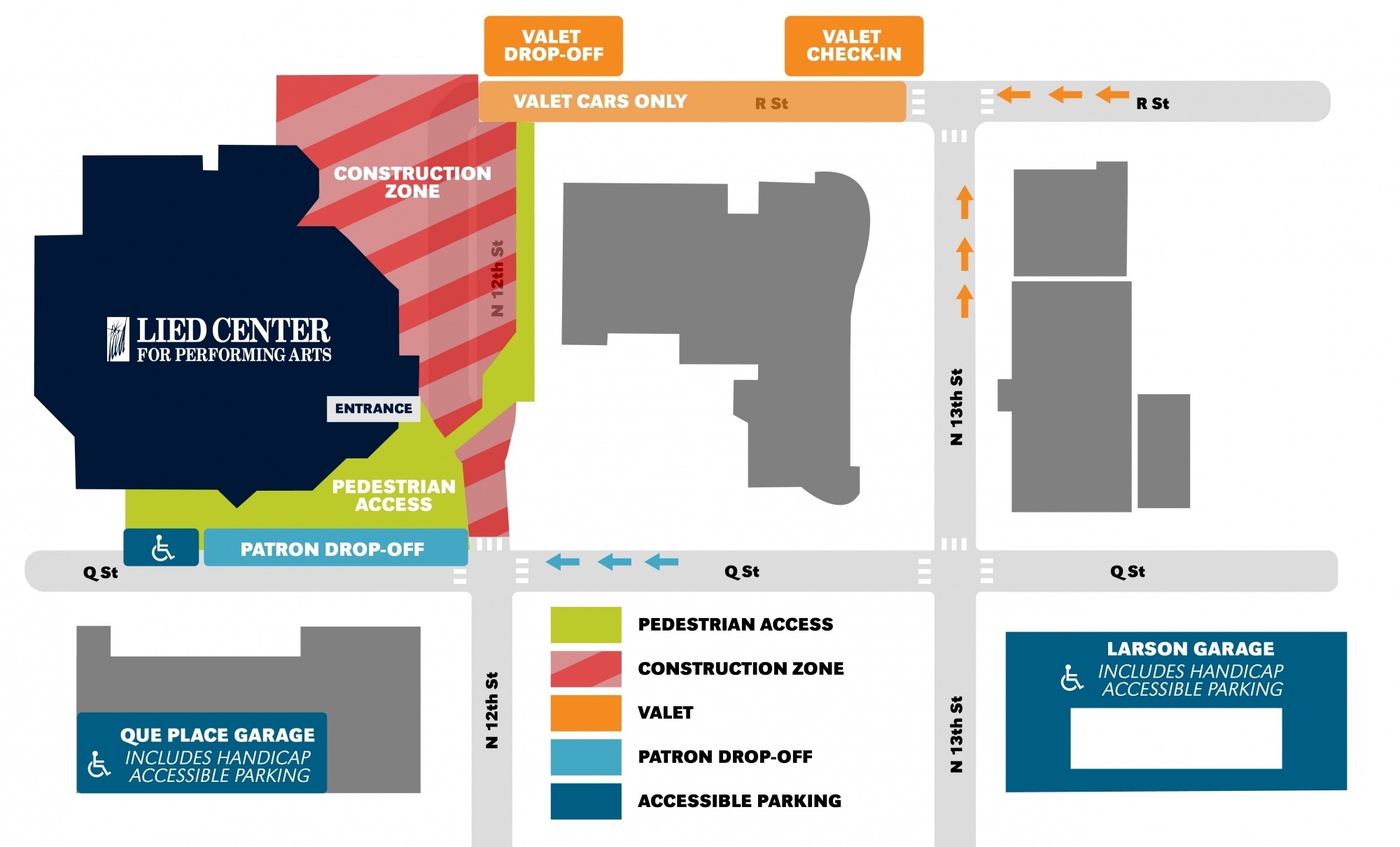 graphic map showing temporary zoning due to construction