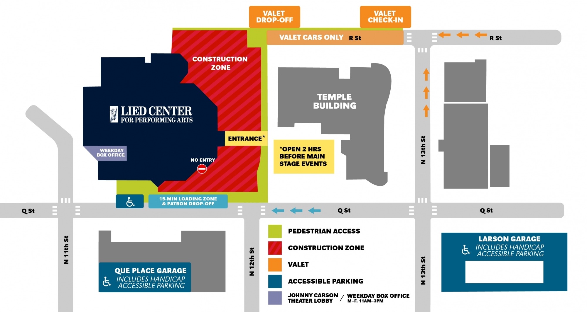 graphic map showing temporary zoning due to construction