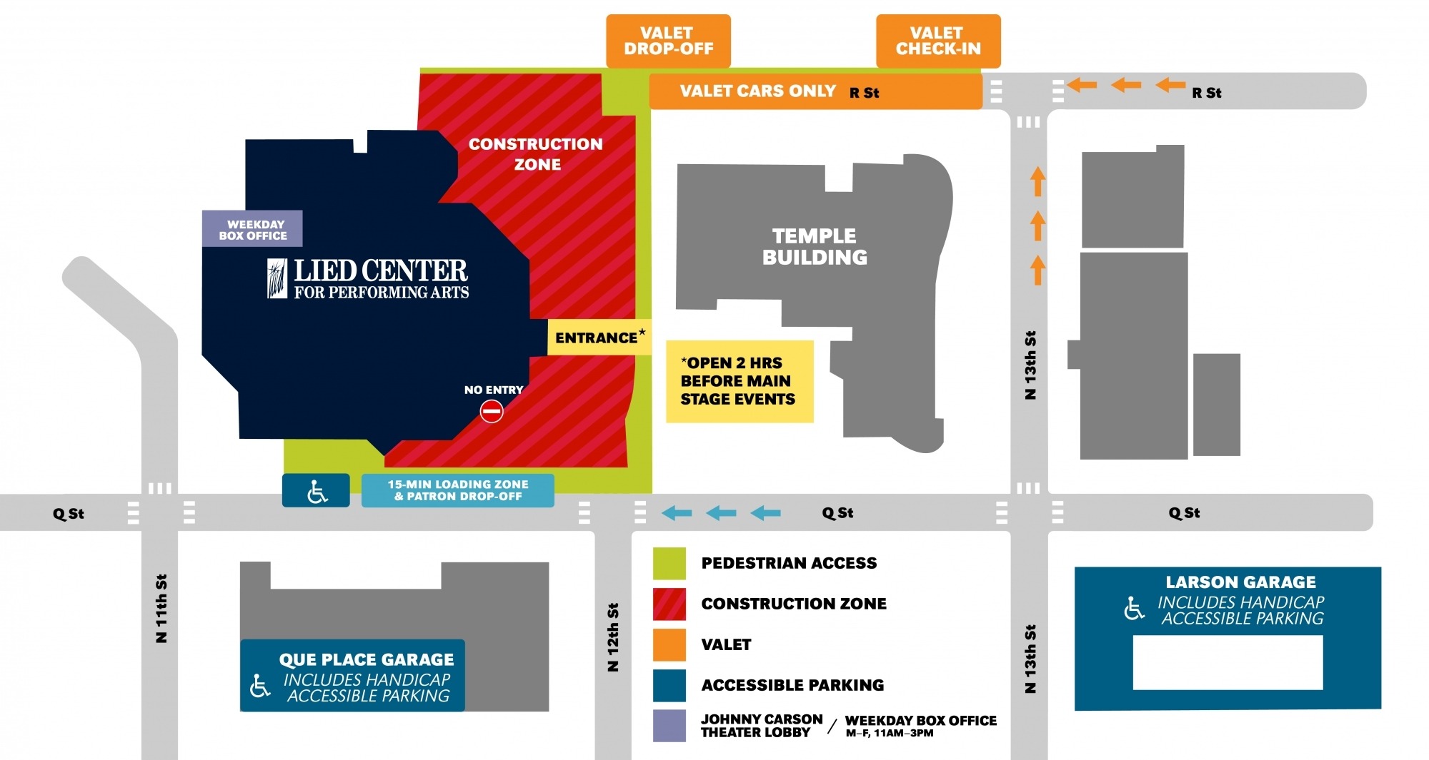 graphic map showing temporary zoning due to construction